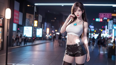 赛博朋克城市街道女生