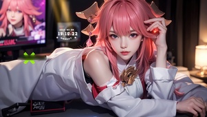 粉色长发女孩