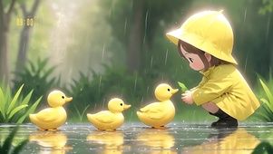 喂鸭子的女孩