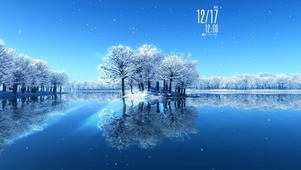 下雪湖面 冬
