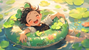 泳圈可爱男孩
