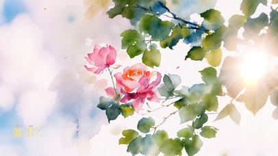 4k水彩晕染玫瑰