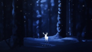 雪夜森林深处的鹿