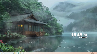 古风护眼绿景河流主题