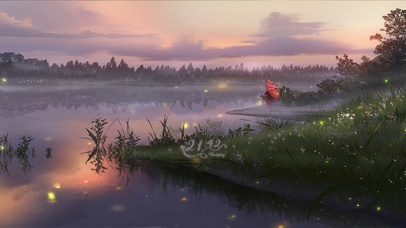 唯美治愈夕阳湖畔