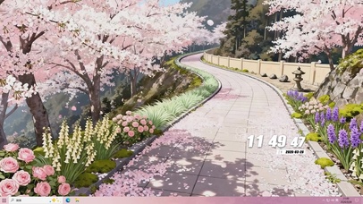 樱花树木公路桌面主题