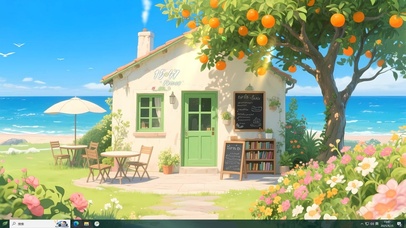 清新海边橘子树