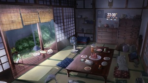 夜晚夏の小院