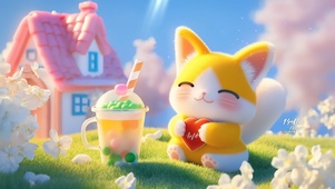 可爱奶茶猫咪