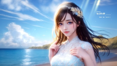 夏日清凉海边美女