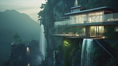 山间瀑布别墅
