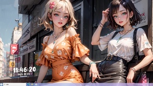 橙色连衣裙少女