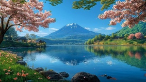 治愈护眼桃花湖畔