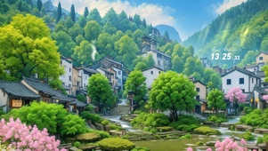 4k绿色小山村