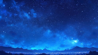 流星雨星空下的万家灯火