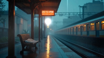 下雨氛围感车站