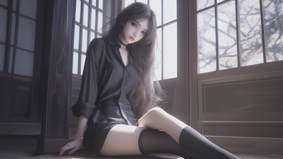 地板上可爱女孩