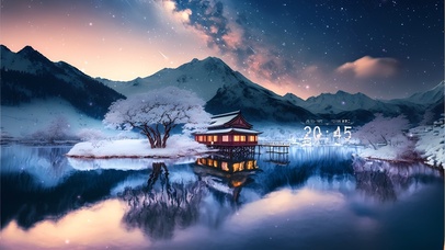 4K国风山水樱花湖水