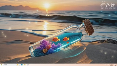 夕阳海边漂流瓶里的微观小世界