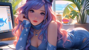 电脑4K紫发少女