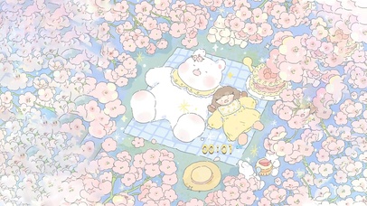 唯美治愈小熊少女花海中