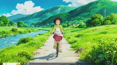 骑行在夏的河畔-桌面主题