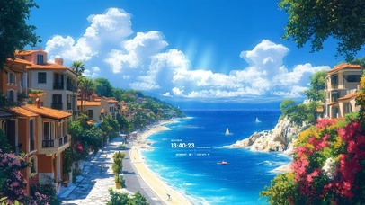 治愈护眼海边小镇