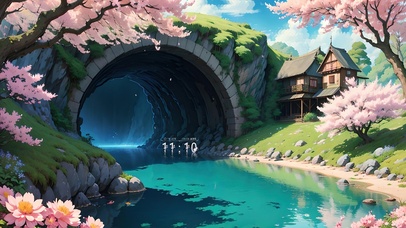 4K唯美治愈梦幻樱花河流