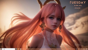 4k性感粉发露肩神子美少女