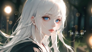唯美夜晚灯光少女