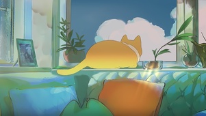 窗边的橘猫