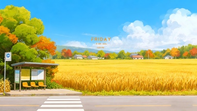 秋天的稻田车站