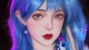 蓝发美女