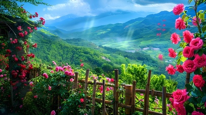 玫瑰清新有氧山谷