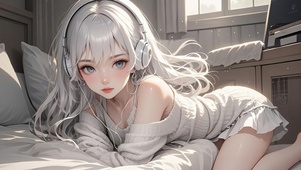 柔光系银发少女・耳机里的治愈