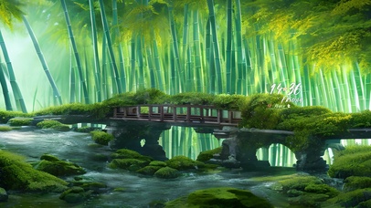 4k护眼竹林溪水