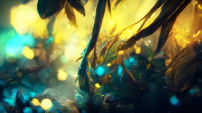 唯美梦幻荧光树林