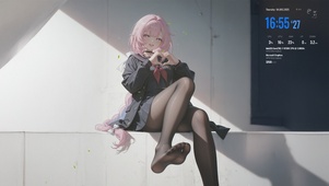 唯美黑丝粉发少女