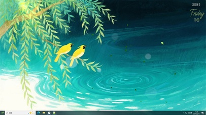 两个黄鹂鸣翠柳