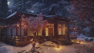 雪夜之庭院