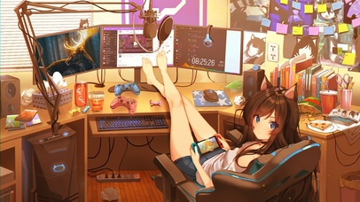 可爱玩游戏女孩