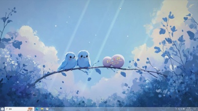 可爱的小鸟插画-桌面主题