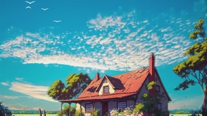 4k高清炫动蓝天小屋