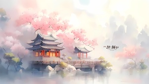 4k云雾樱花