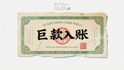 上上签符 巨款入账+好事发生