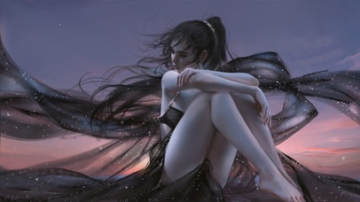 晚风中的小女孩