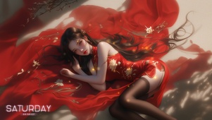 笑倚阑干，风拂轻罗