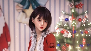 清纯圣诞美女