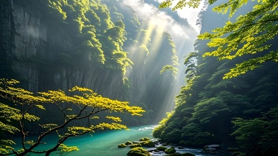  山林里的太阳光