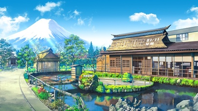 4k唯美动漫富士山街道